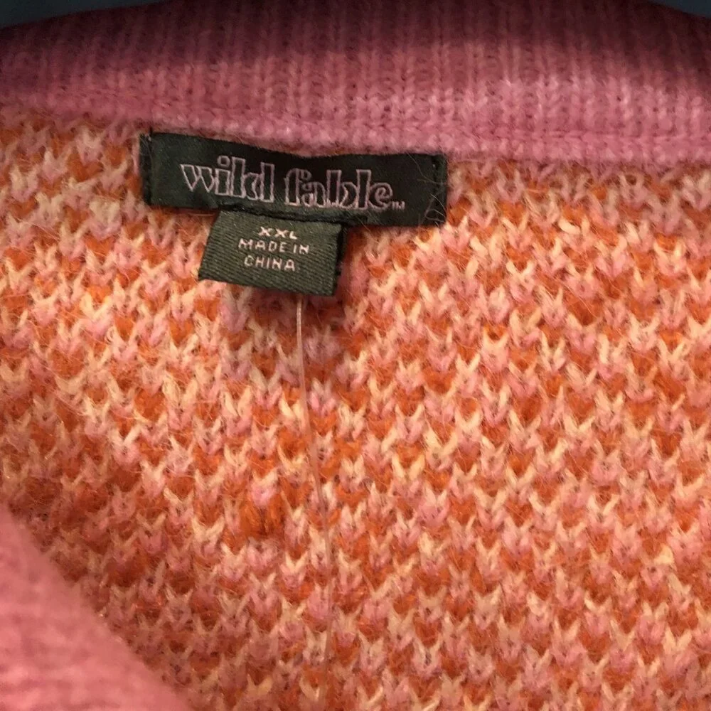 Women's Full Zip Mock Turtleneck Cardigan - Wild Fable™ Pink Plaid XXL - Picture 4 of 4